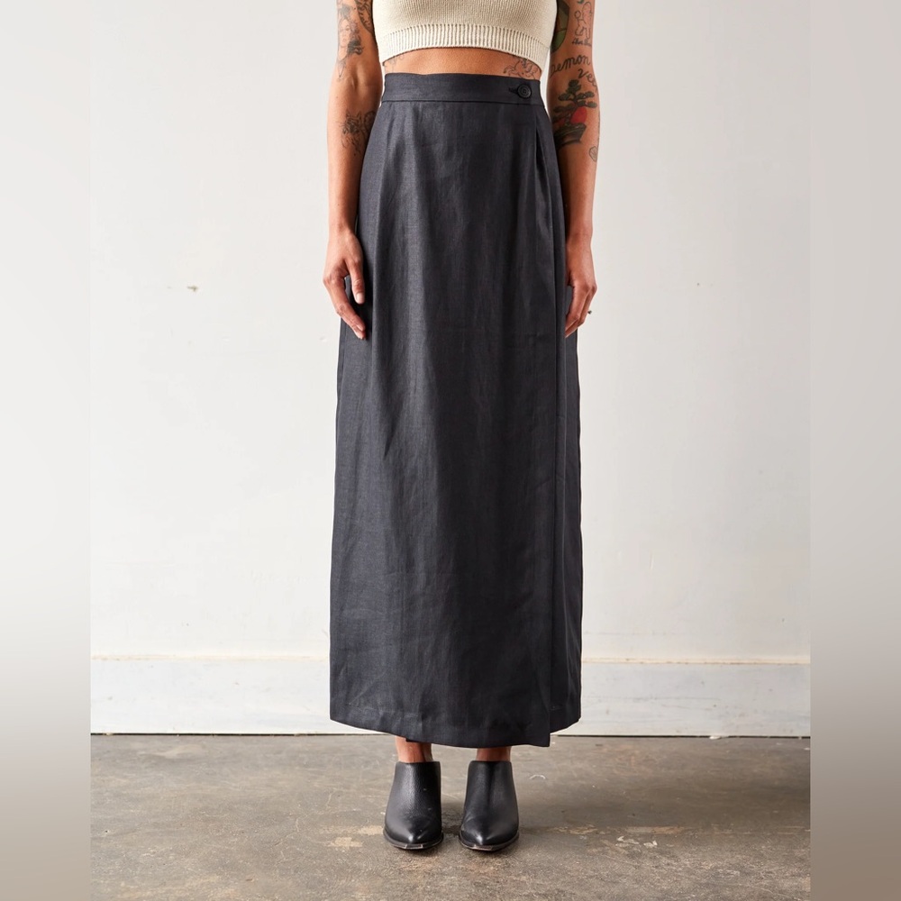 Maxi wrap skirt, linen